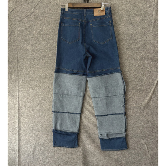 GSUWOO SO REAL Layered Jeans Womens Sz S Blue Distressed Stretch - Picture 2 of 8